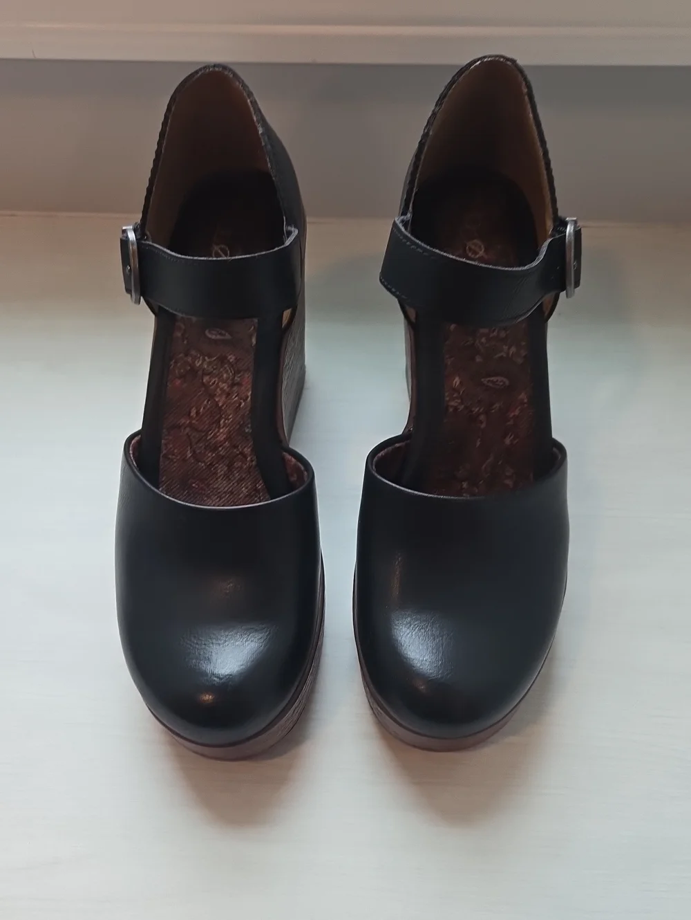 boc Black Platform Mary Jane Wedges with Ankle Strap